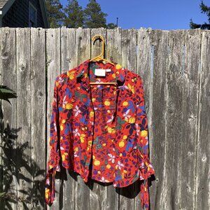 Maeve by Anthropologie floral red shirt
